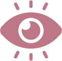 Pink eye icon with dark background