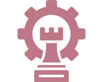 Pink rook and gear symbol